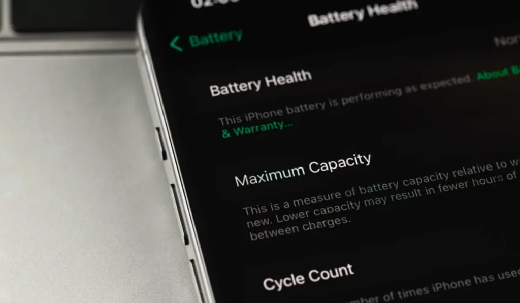 battery health settings screen