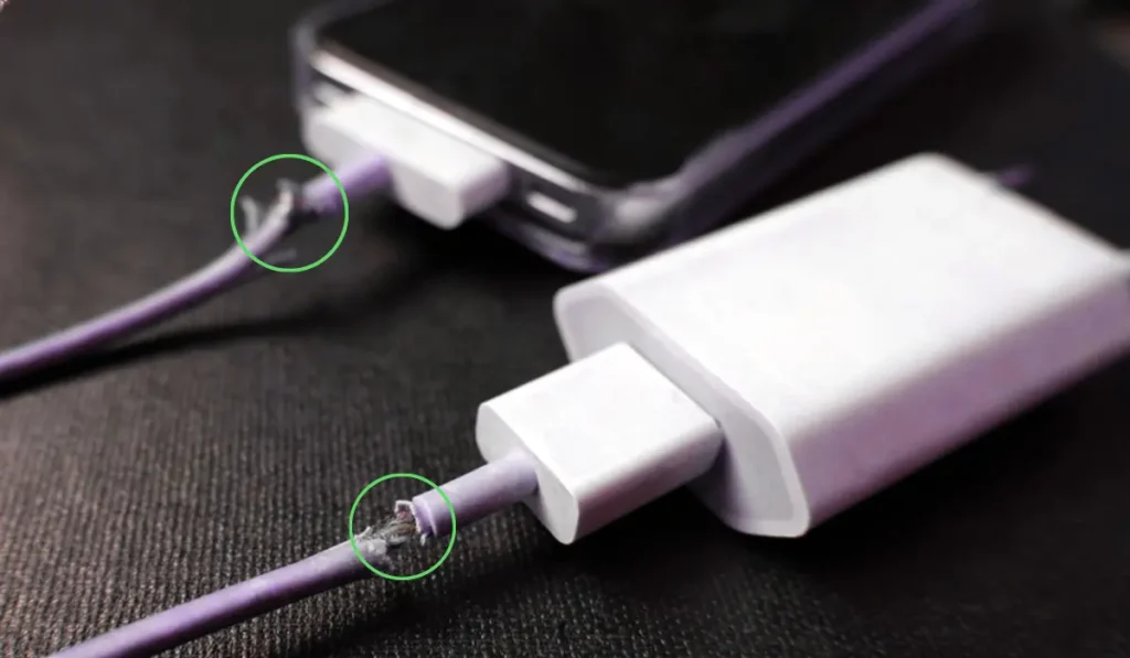 damaged charging cable