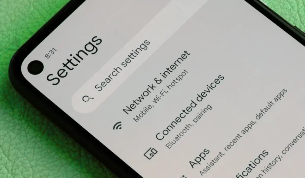 network settings screen